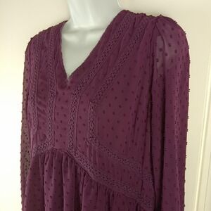 Matilda Jane Dress Womens Medium Swiss Dot Boho Sheer Long Sleeve Textured‎